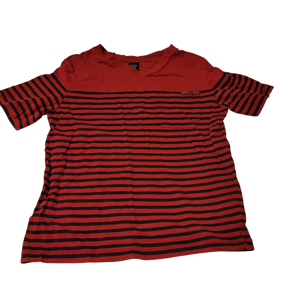 BabyGap Striped V-Neck T-Shirt Toddler 4Y Red Blue Nautical Anchor Pocket Tee